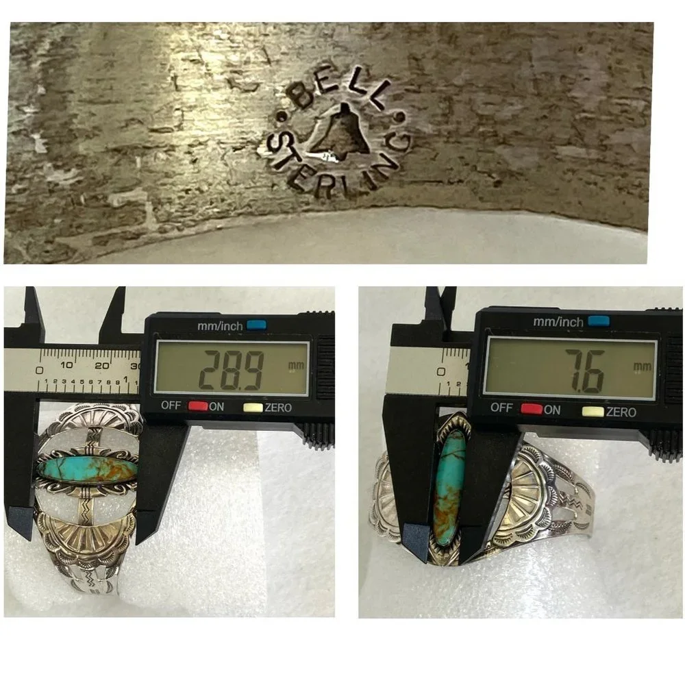VTG Bell Trading Sterling Silver 925 Southwest Turquoise Wide Band Cuff Bracelet - Picture 8 of 16